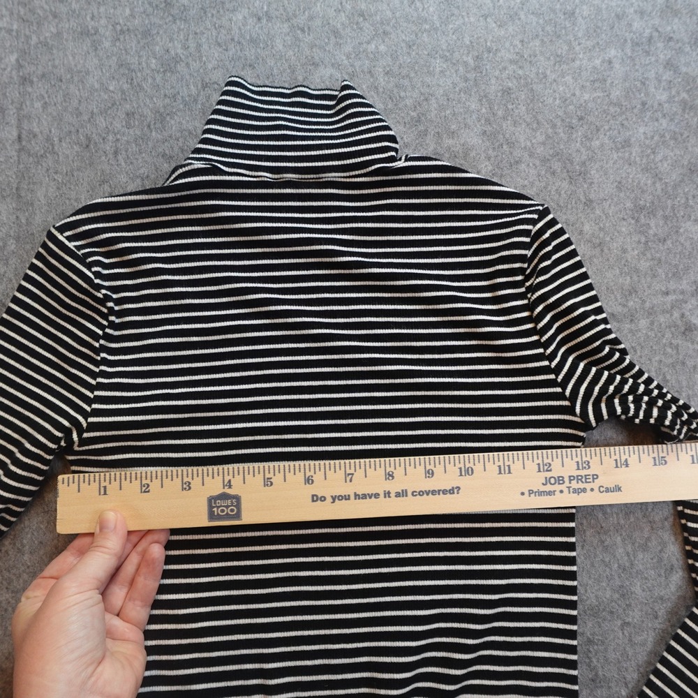 Sanctuary Dress Women Small Black Striped Mock Neck Ribbed Knit Long Sleeve Mini - Picture 7 of 8